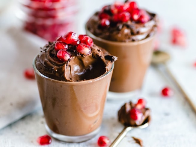 chocolate mousse with pomegranate